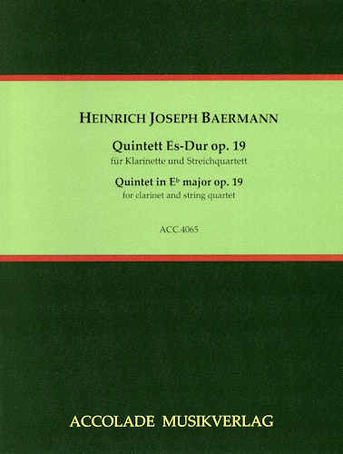 CLARINET QUINTET in Eb major Op.19 (score & parts)