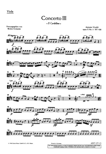 CONCERTO in D major Op.10 No.3 RV428 'Il Gardellino' - Viola