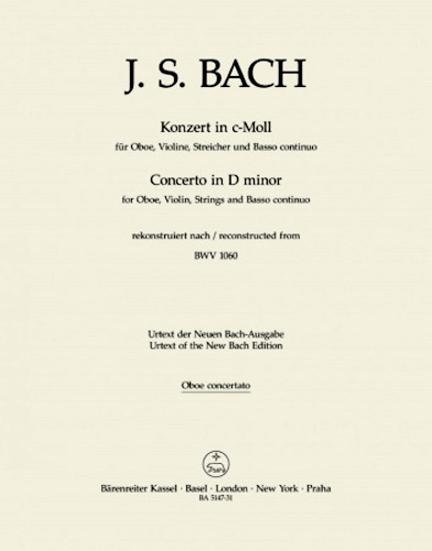 CONCERTO for Oboe & Violin in C minor, BWV1060 - Oboe part
