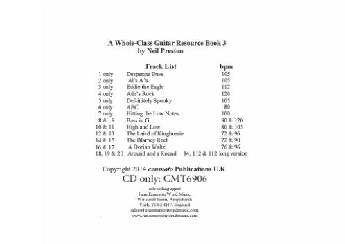 A WHOLE-CLASS GUITAR RESOURCE Book 3 Replacement Backing CD
