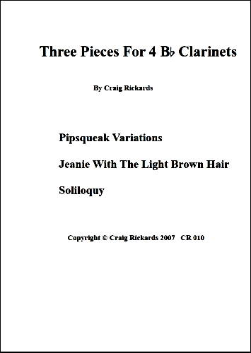 THREE PIECES for Four Clarinets (score & parts)