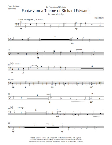 FANTASY on a Theme of Richard Edwards - Double Bass