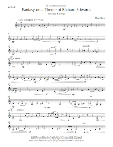 FANTASY on a Theme of Richard Edwards - Violin 2