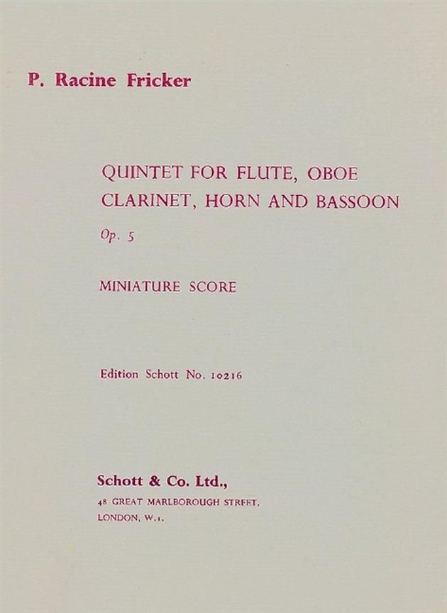 QUINTET Op.5 (miniature score)
