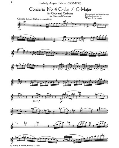CONCERTO No.4 in C major Oboe part