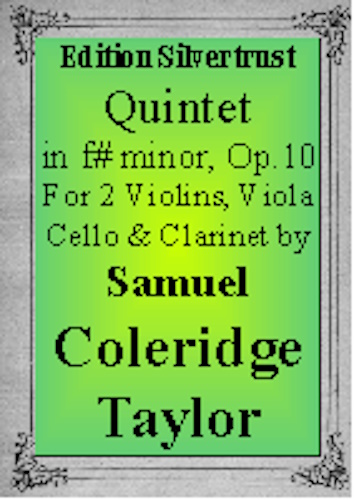CLARINET QUINTET in F# Minor Op.10 (parts only)