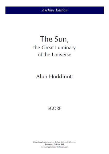 THE SUN The Great Luminary Of The Universe (score)