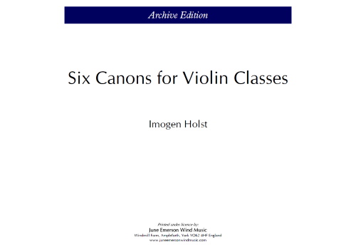SIX CANONS for Violin Classes
