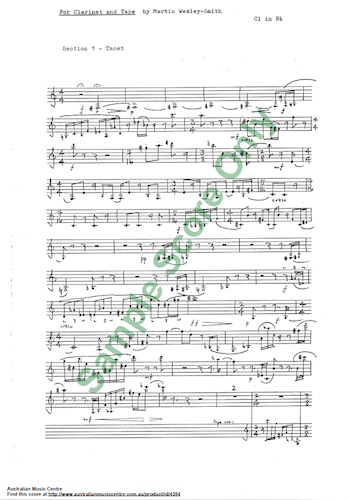 FOR CLARINET AND TAPE (score only)