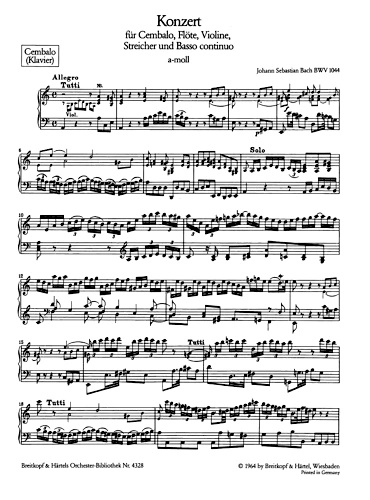 CONCERTO IN A MINOR BWV 1044 Solo Cembalo