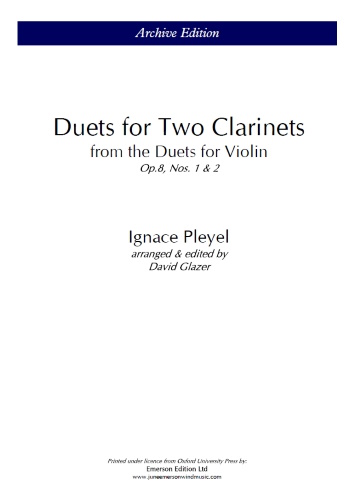 DUETS FOR TWO CLARINETS Op.8 Nos.1 & 2