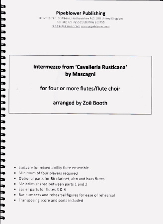 INTERMEZZO from 'Cavalleria Rusticana' (score & parts)