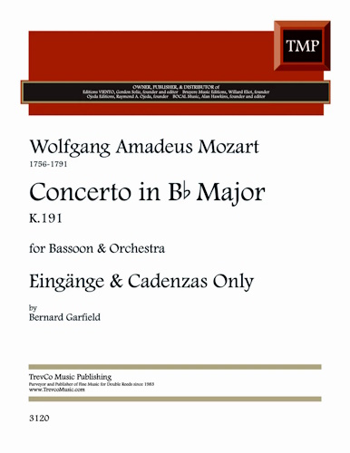 MOZART BASSOON CONCERTO Cadenzas