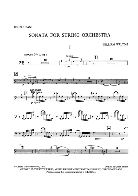 SONATA for String Orchestra (Double Bass part)