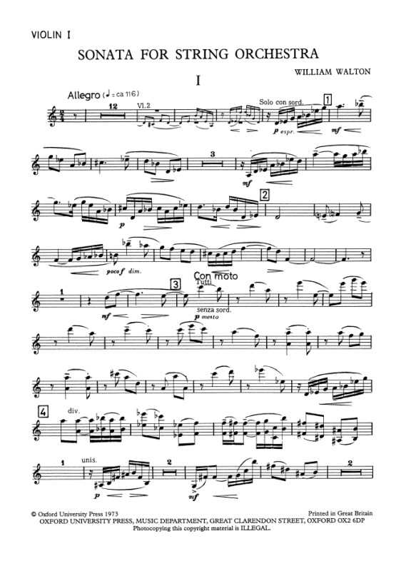 SONATA for String Orchestra (Violin 1 part)
