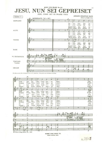 JESU, NUN SEI GEPREISET Choral Score