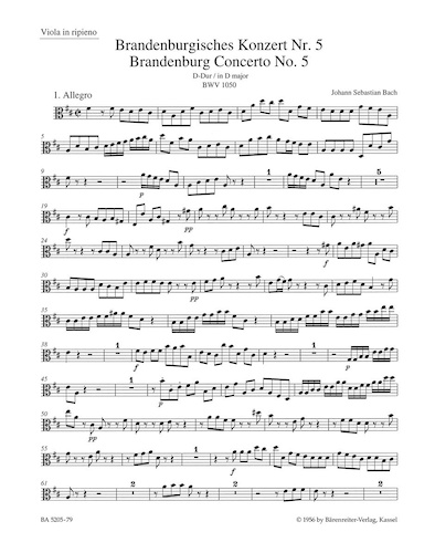 BRANDENBURG CONCERTO No.5 in D major BWV1050 Viola part