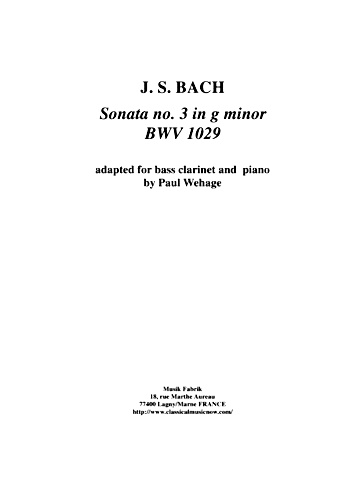 SONATA No.3 in G Minor BWV1029