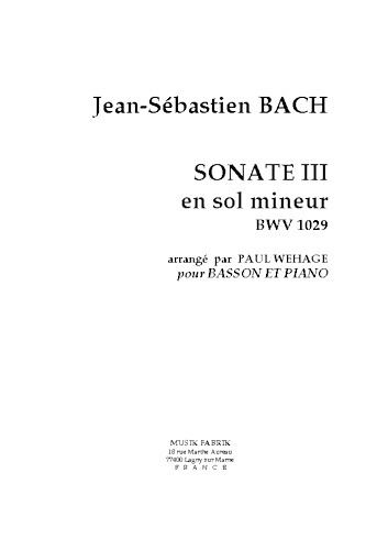 SONATA III in G Minor BWV1029