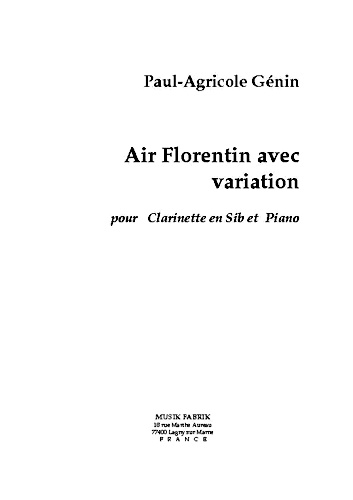 AIR FLORENTIN AVEC VARIATION Op.65