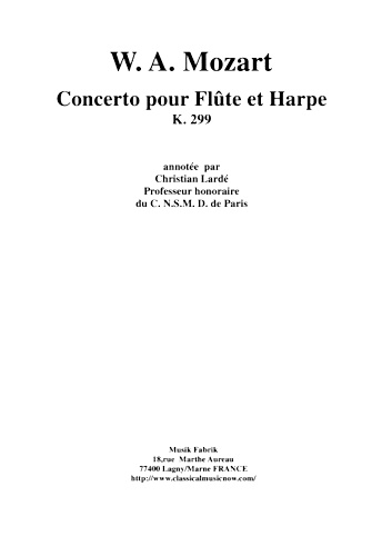 CONCERTO for Flute & Harp K.292 extra violin parts