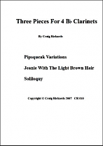 THREE PIECES for Four Clarinets (score & parts)