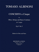 CONCERTO a 5, Op.9 No.5 in C score & parts